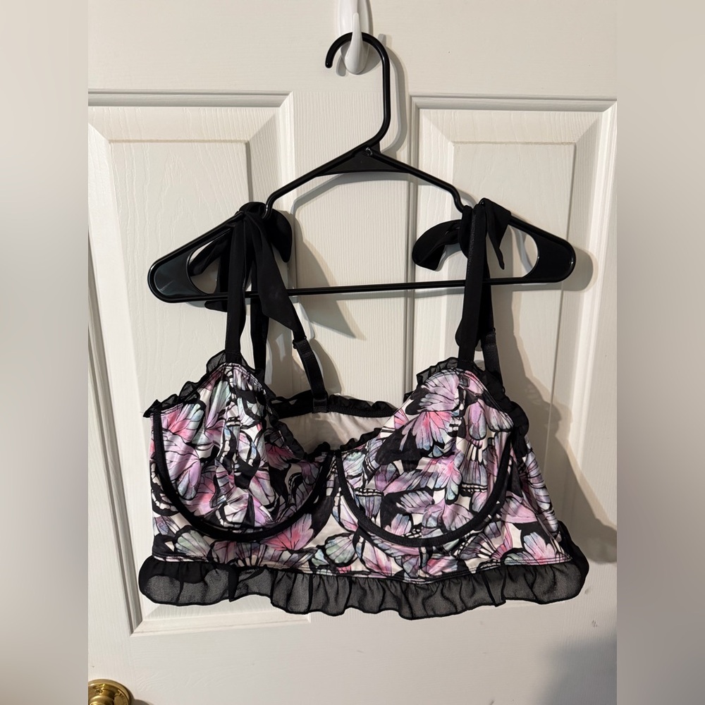Torrid Black Bralette with Butterfly Print